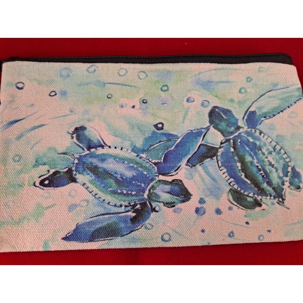 Sea Turtles Cosmetic/Travel Bag Zippered Top ‎ 8 1/4 " x 5 "